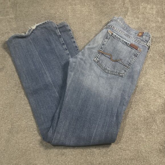 7 For All Mankind Jeans Women's Size 28 Medium Wash Distressed Bootcut 7FAMK - Picture 13 of 13